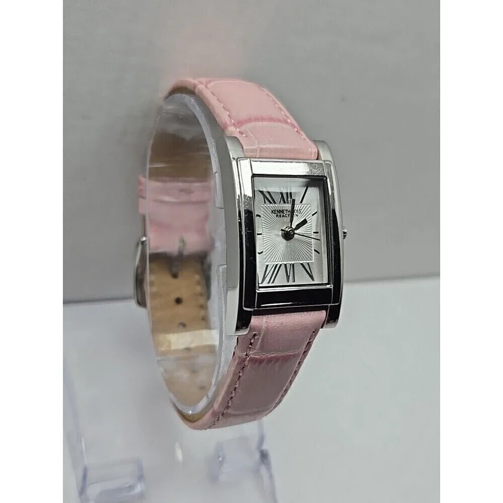 Kenneth Cole Reaction KC2404 Ladies XS Tank Watch Pink Leather Strap New Battery